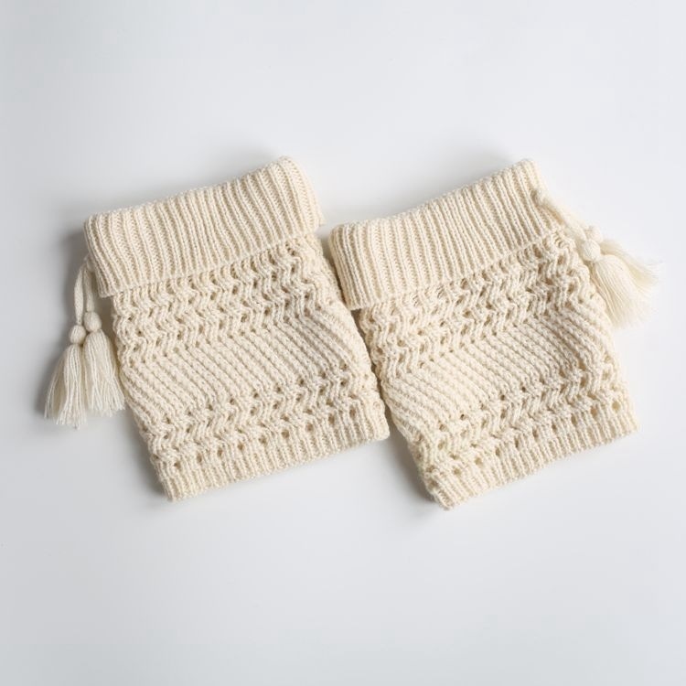 Winter Knit Leg Warmers Crochet Boot Cuffs With Tassel Thermal  Foot Warmer